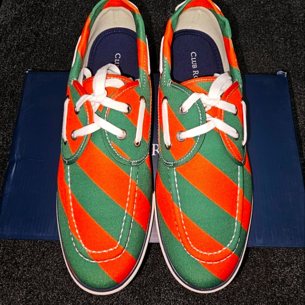 Men Club Room Royce Green/Org Stripe 9.5 new with box